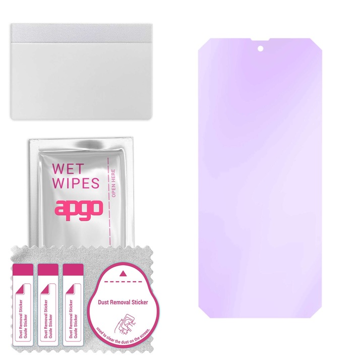 apgo ANTI-BLUE защитно стъкло за Blackview BV7300 – хибридно стъкло, протектор за екран, гланцово, професионално гъвкаво хибридно стъкло, 9H, пълно лепене