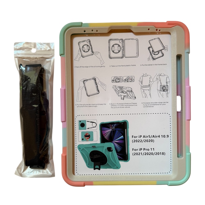 iPad Air5/Air4 10.9 (20/22) és iPad Pro 11 (18/20/21) készülékekkel kompatibilis tok, többszínű