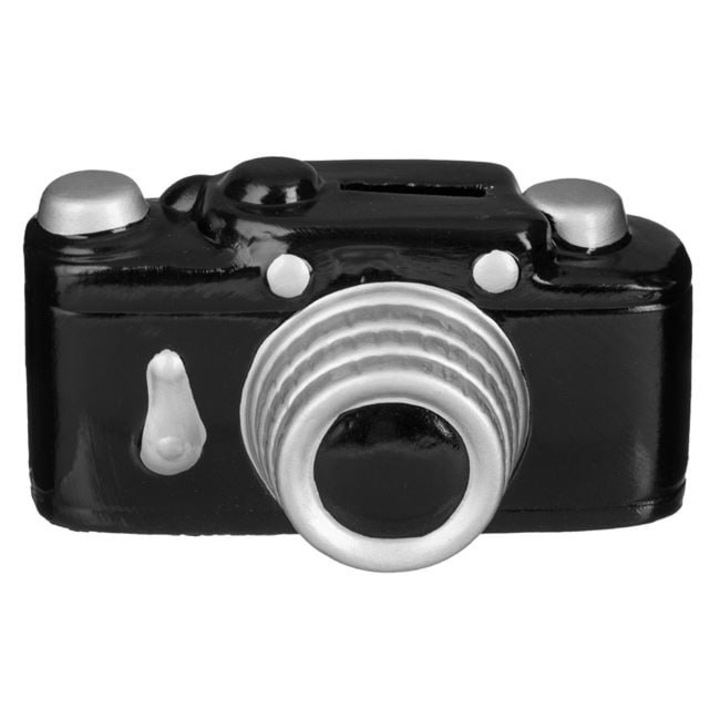 Antbro agyag persely, vintage fényképezőgép, fekete, 16 x 8 x 8 cm