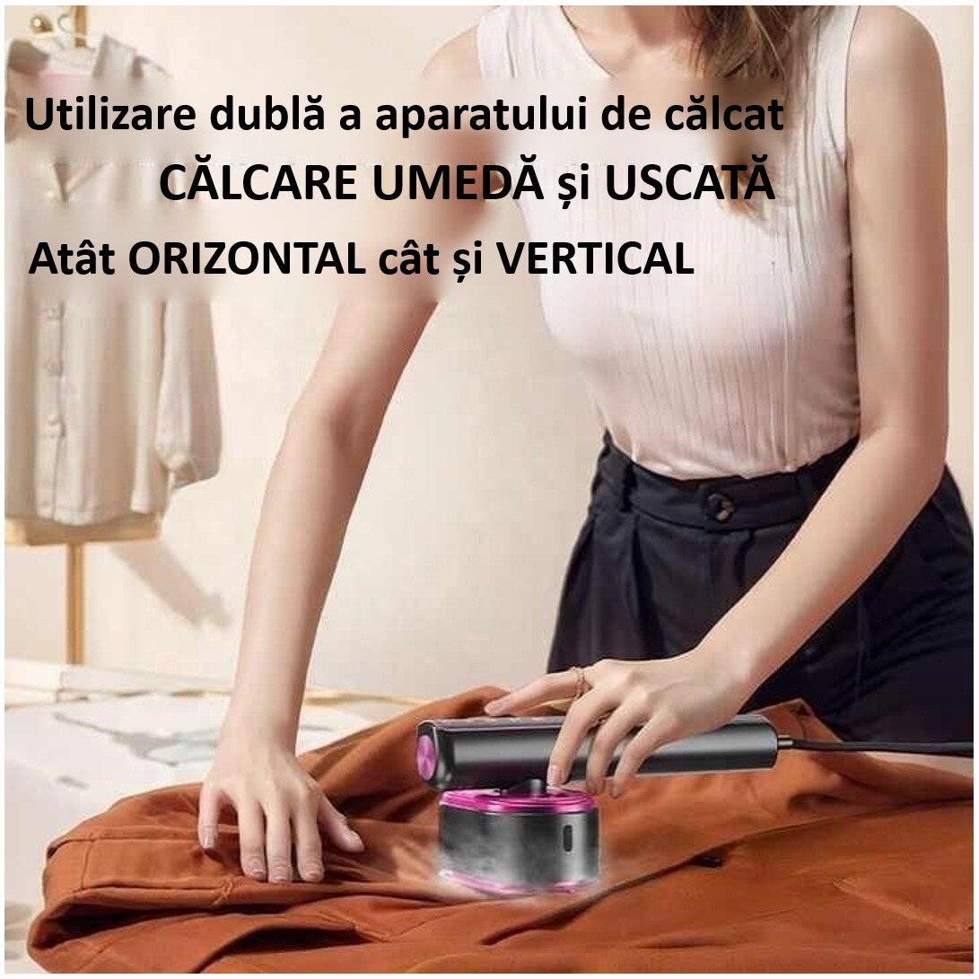 Aparat de calcat cu Abur 5 in 1 Sinzo®, Vertical si Orizontal, 1200W, 5 Moduri de Calcare, Afisaj LCD, Touch Screen, 15 Secunde Incalzire Rapida, Functie de Calcare Umeda si Uscata, Portabil pentru Casa si Calatorii