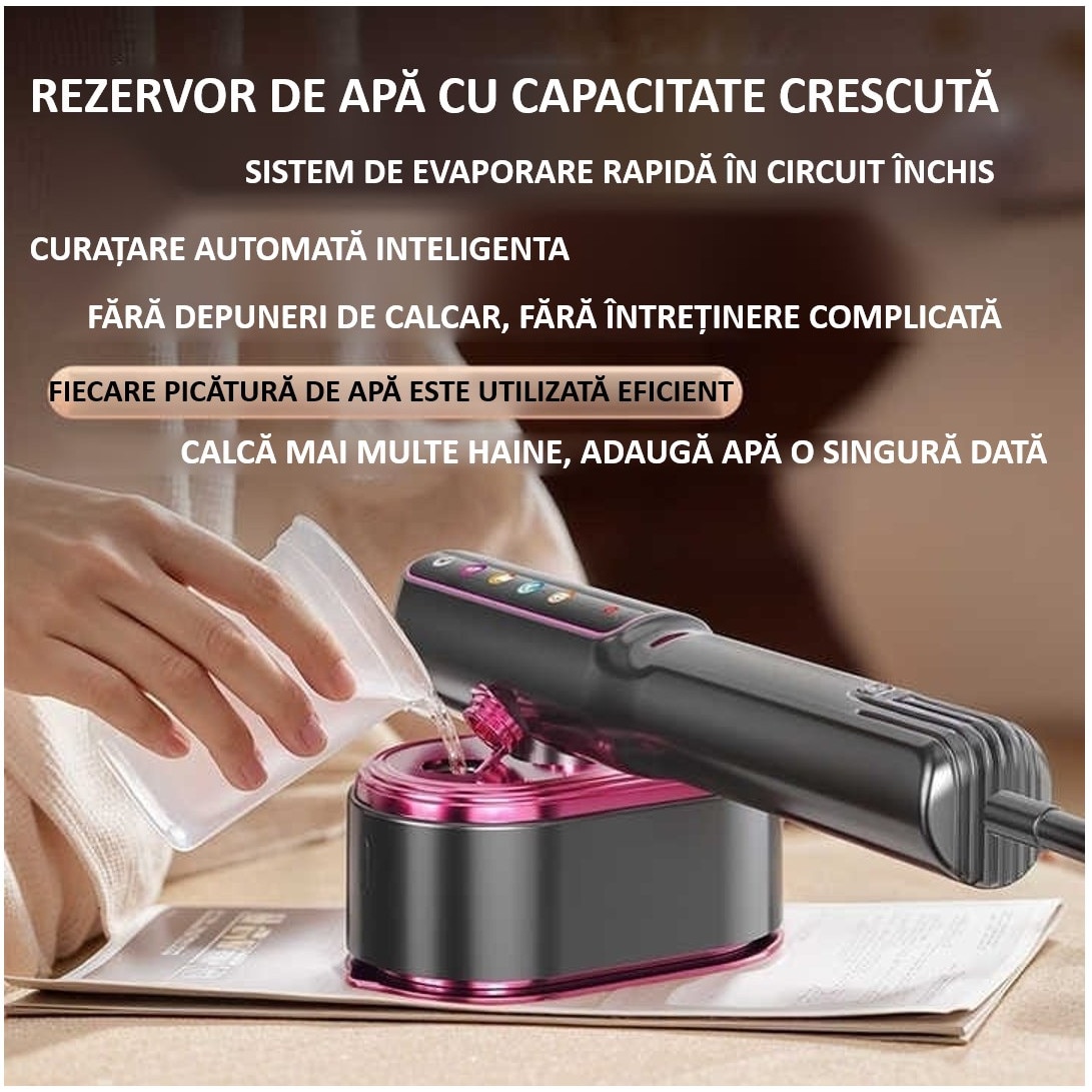 Aparat de calcat cu Abur 5 in 1 Sinzo®, Vertical si Orizontal, 1200W, 5 Moduri de Calcare, Afisaj LCD, Touch Screen, 15 Secunde Incalzire Rapida, Functie de Calcare Umeda si Uscata, Portabil pentru Casa si Calatorii
