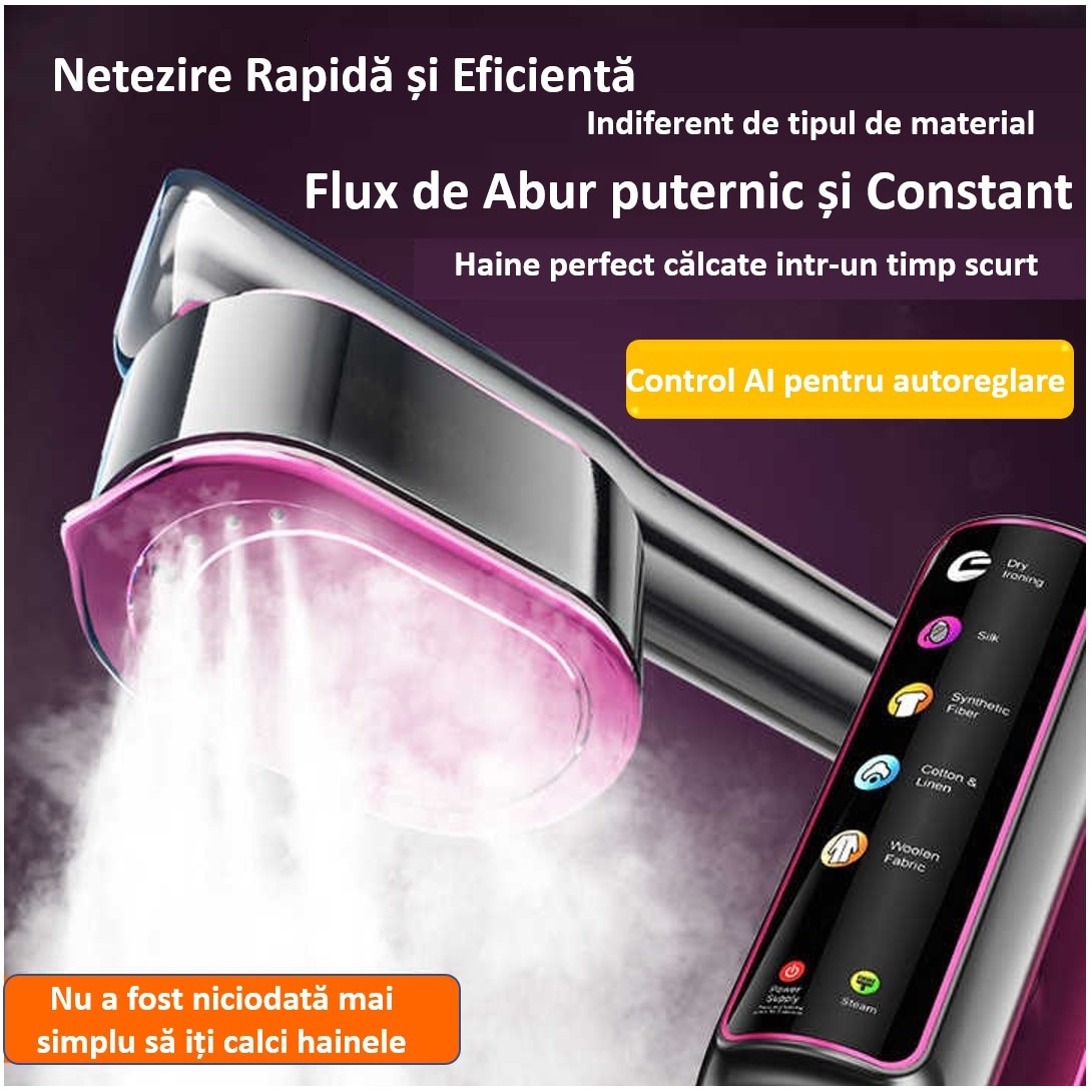 Aparat de calcat cu Abur 5 in 1 Sinzo®, Vertical si Orizontal, 1200W, 5 Moduri de Calcare, Afisaj LCD, Touch Screen, 15 Secunde Incalzire Rapida, Functie de Calcare Umeda si Uscata, Portabil pentru Casa si Calatorii