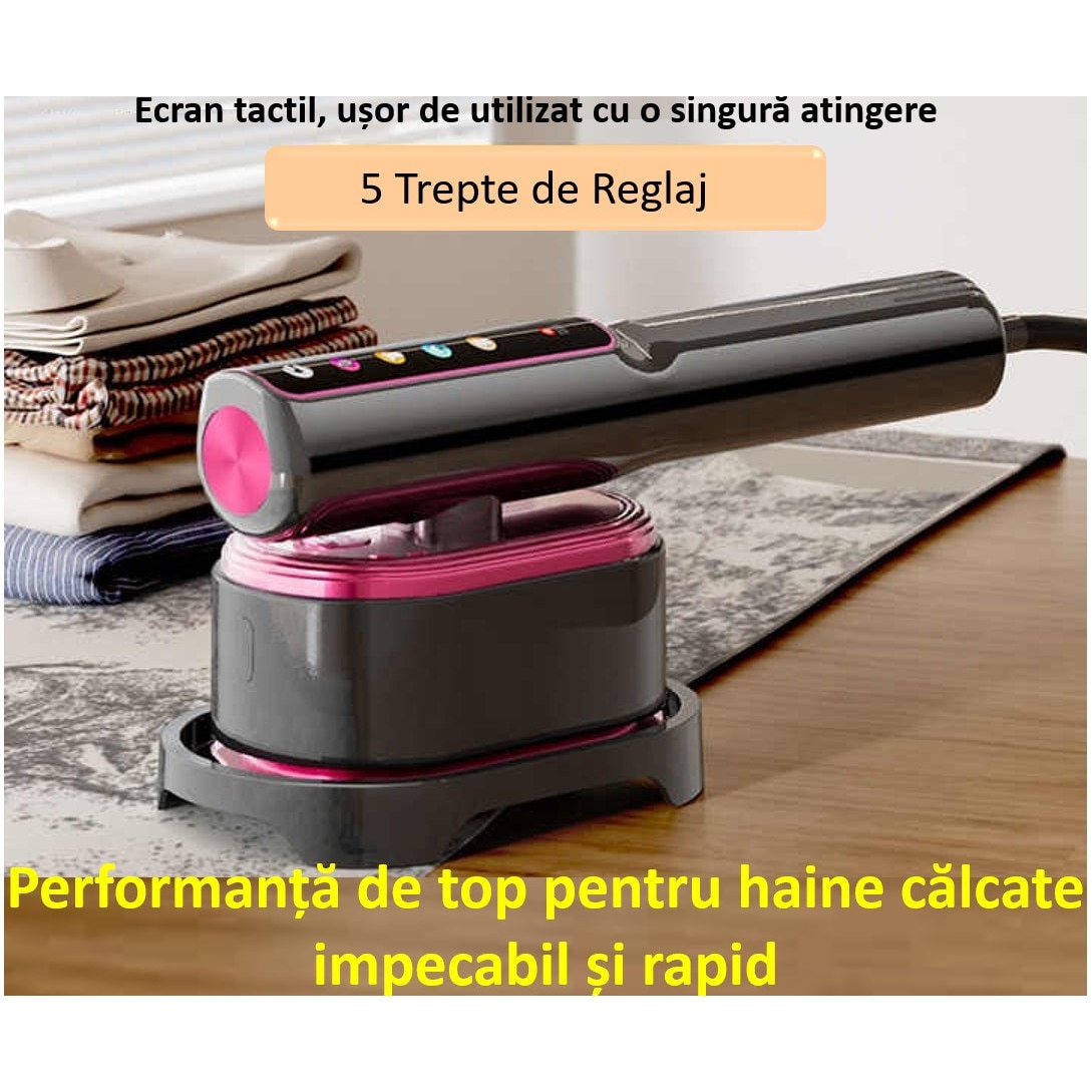 Aparat de calcat cu Abur 5 in 1 Sinzo®, Vertical si Orizontal, 1200W, 5 Moduri de Calcare, Afisaj LCD, Touch Screen, 15 Secunde Incalzire Rapida, Functie de Calcare Umeda si Uscata, Portabil pentru Casa si Calatorii