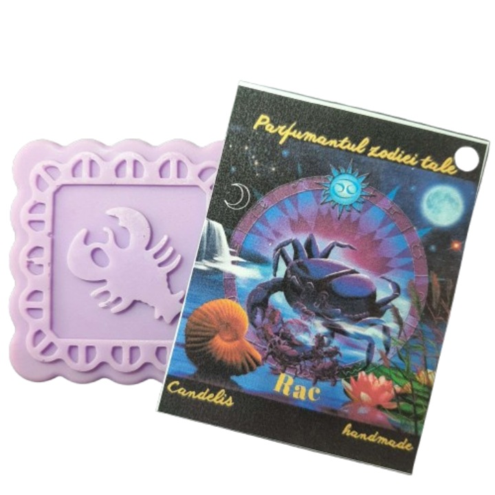 Odorizant Zodia Ta, Rac – Trandafir, Cedru, Bujor, tableta parfumata dulap, handmade, Candelis, ceara parfumata naturala de soia, 35g