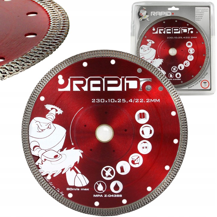Disc diamantat Rapid Silent Cut Red 230mm, 22.2mm, 1.4mm grosime, pentru taiere pe uscat