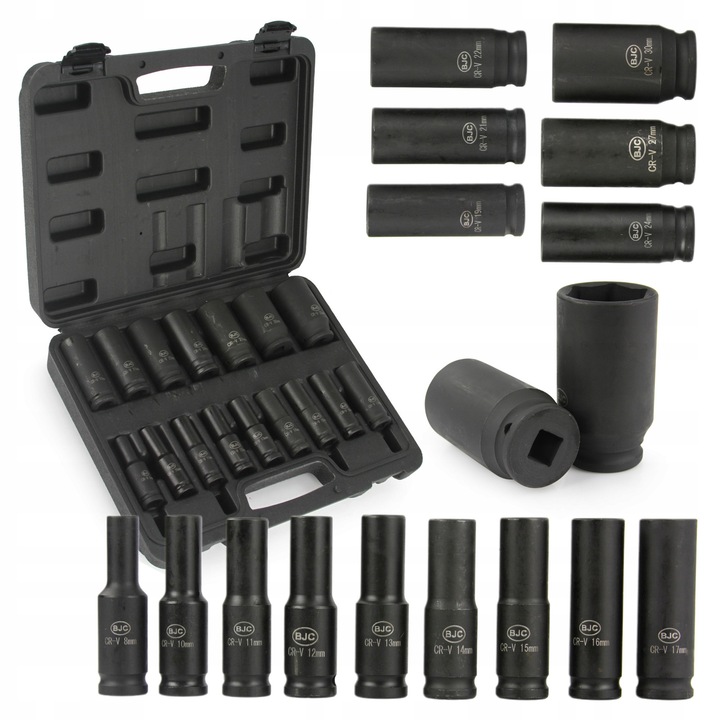 Set nasadki impact 1/2" BJC 8-32mm, 16 piese, cutie