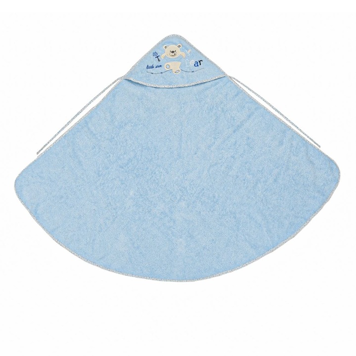 Prosop Cu Gluga Bumbac Bebelusi Ciel Ursulet Stelute 100x100cm Baieti