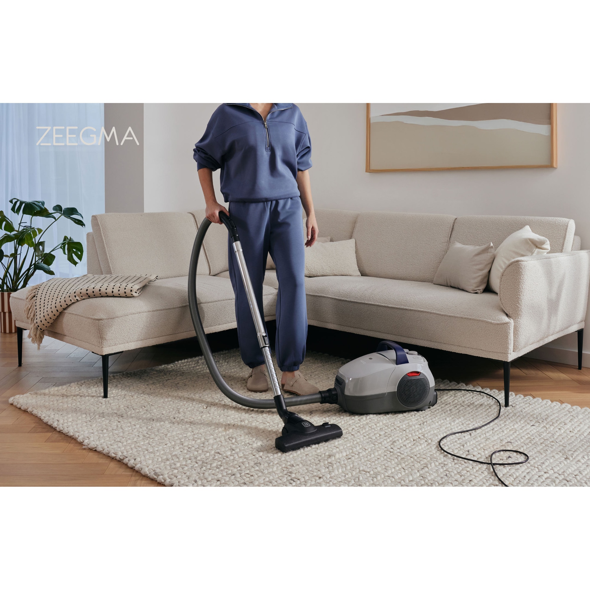 Aspirator cu sac Zeegma Zonder Verre Klassik, Linisti, Aprinde 4L, Reglarea puterii, 21 000 Pa, Gri