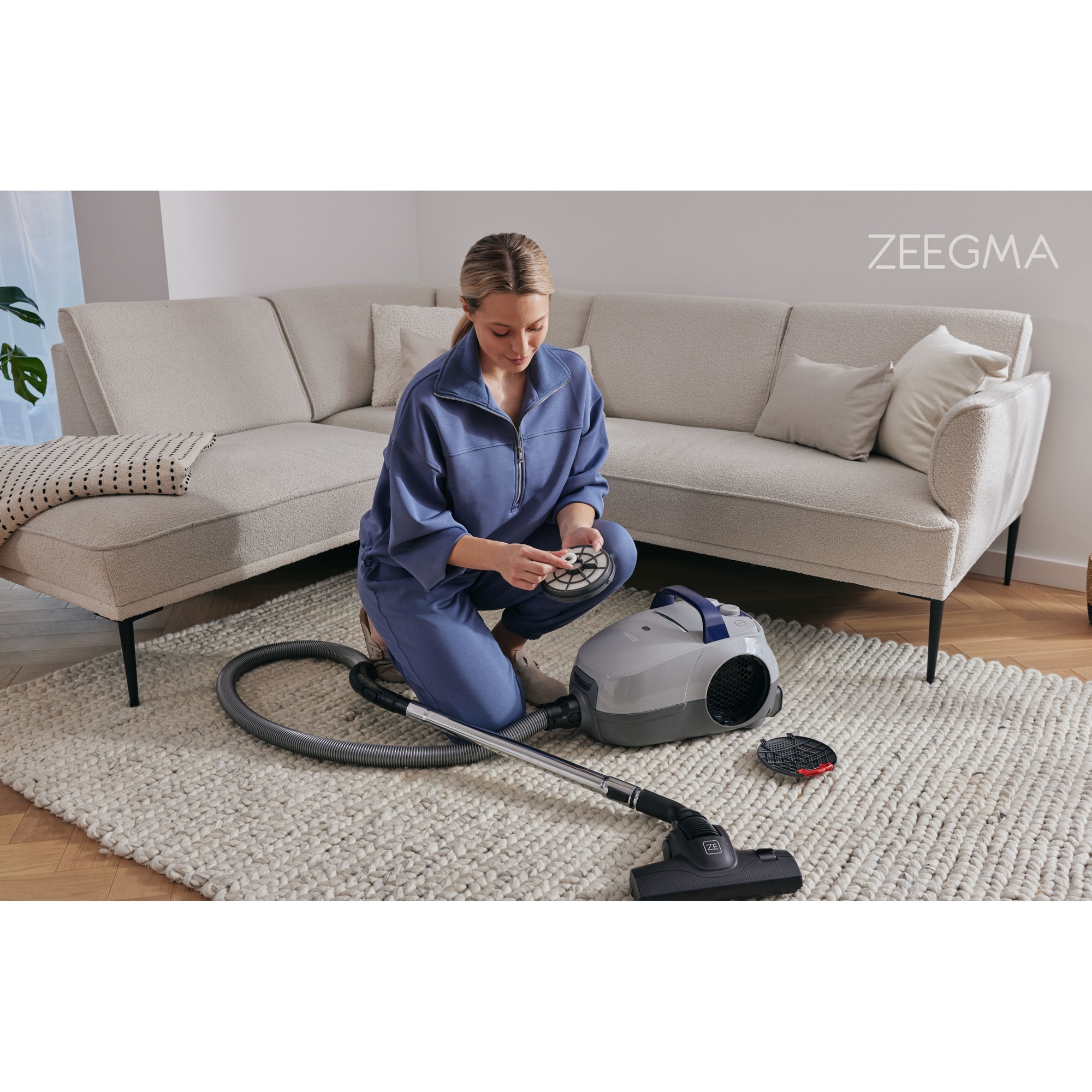 Aspirator cu sac Zeegma Zonder Verre Klassik, Linisti, Aprinde 4L, Reglarea puterii, 21 000 Pa, Gri