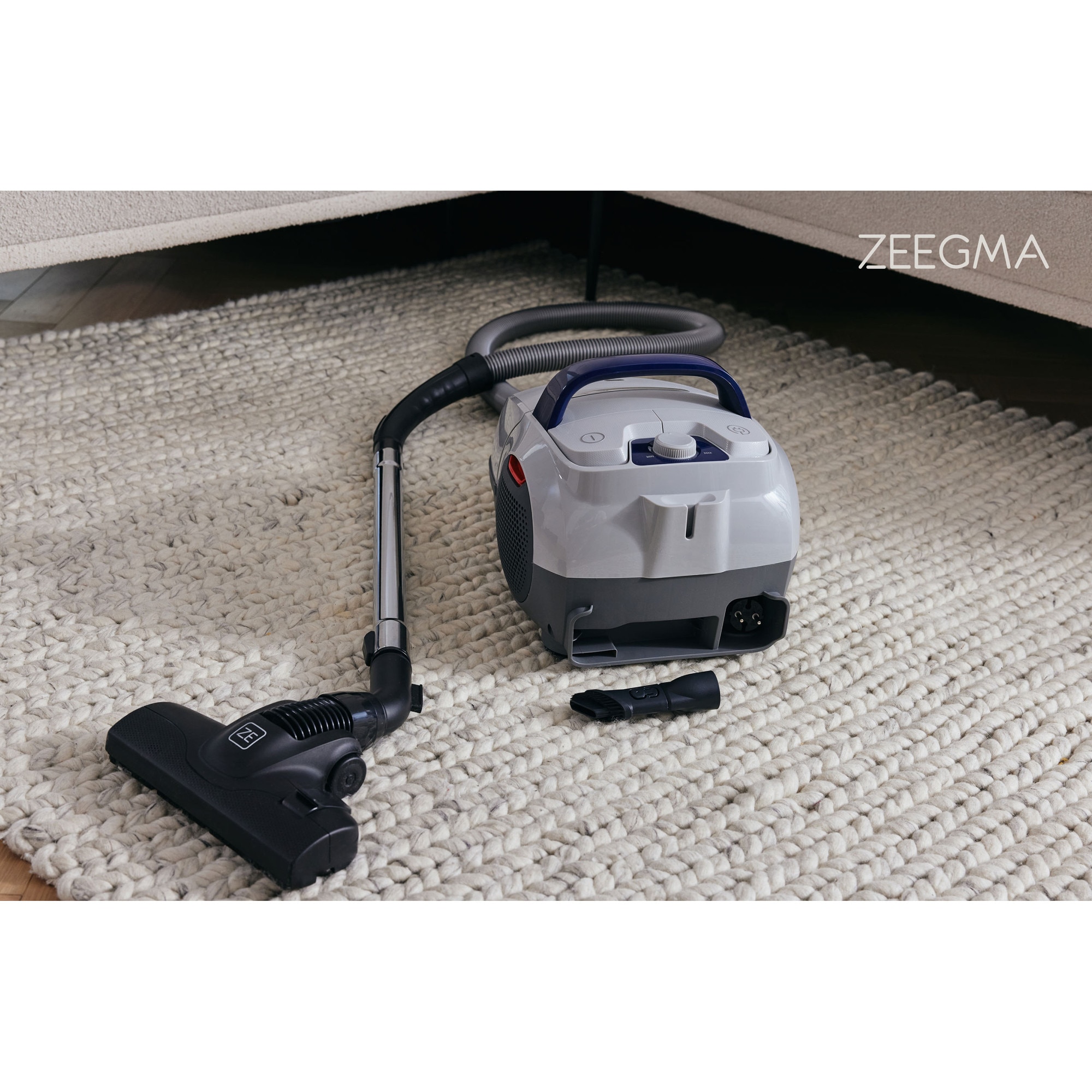 Aspirator cu sac Zeegma Zonder Verre Klassik, Linisti, Aprinde 4L, Reglarea puterii, 21 000 Pa, Gri