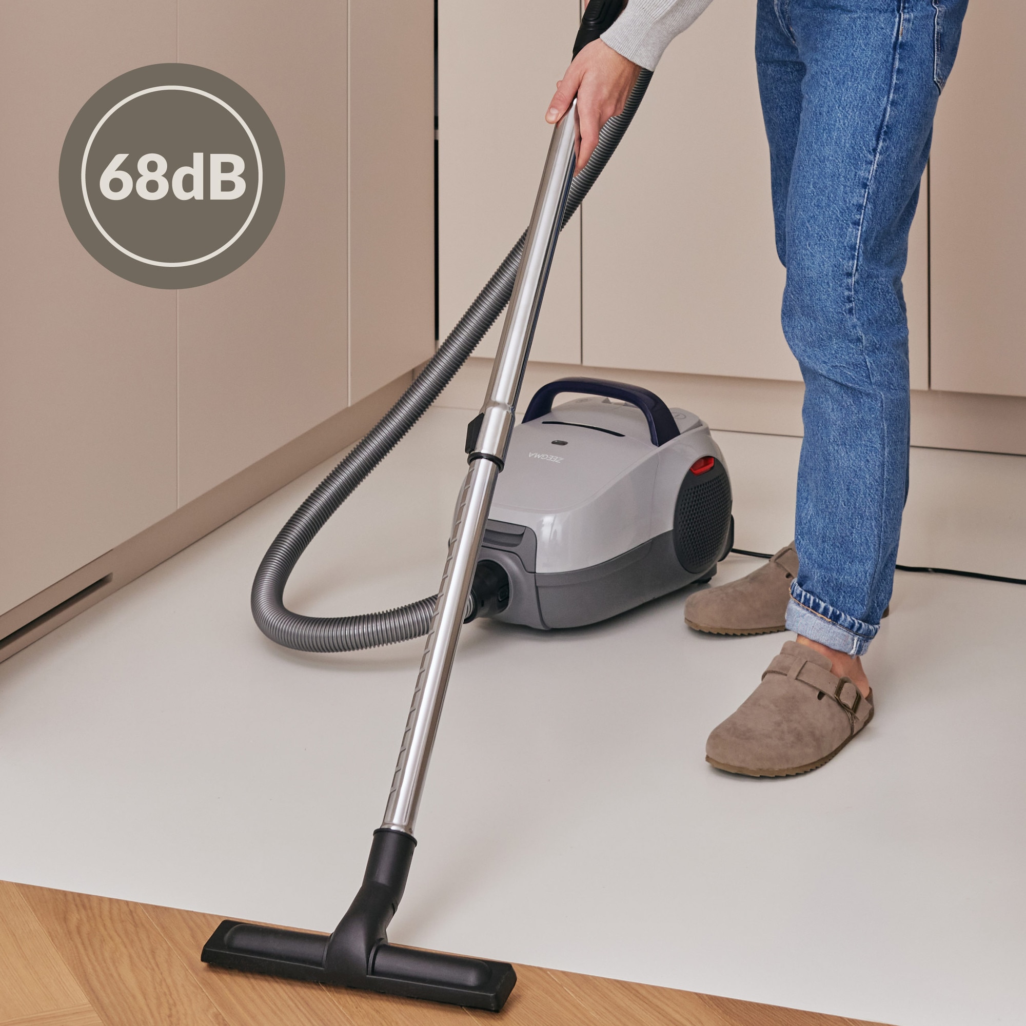Aspirator cu sac Zeegma Zonder Verre Klassik, Linisti, Aprinde 4L, Reglarea puterii, 21 000 Pa, Gri