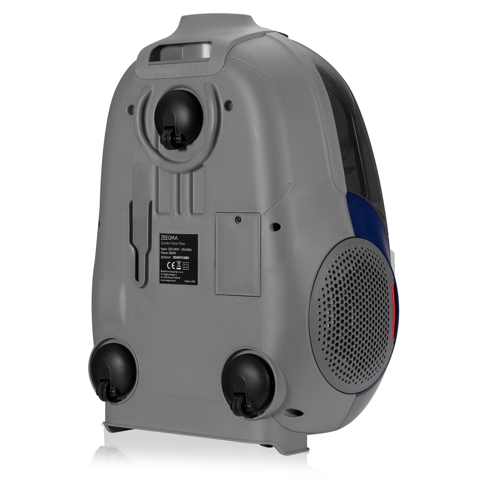 Aspirator cu sac Zeegma Zonder Verre Flow, Linisti, Aprinde 4L, Reglarea puterii, 21 000 Pa, Gri / Bleumarin