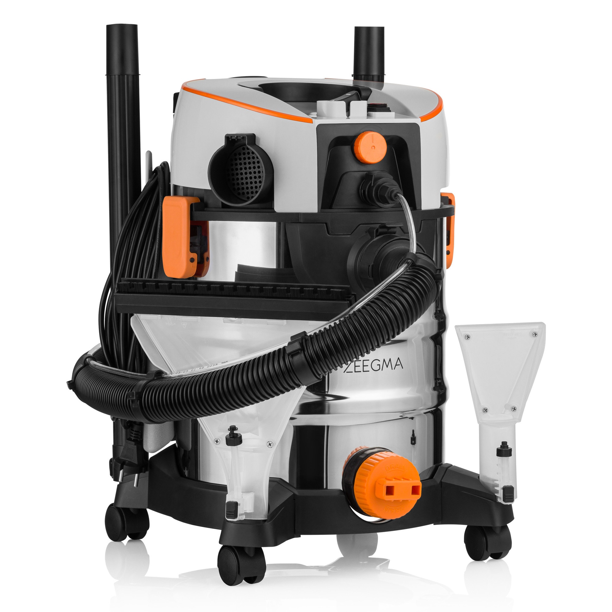 Aspirator de spalat umed uscat de palat tapiterii mochete si covoare Zeegma Zonder Aqua, 1400 W, 20L, uscat / umed, Gri