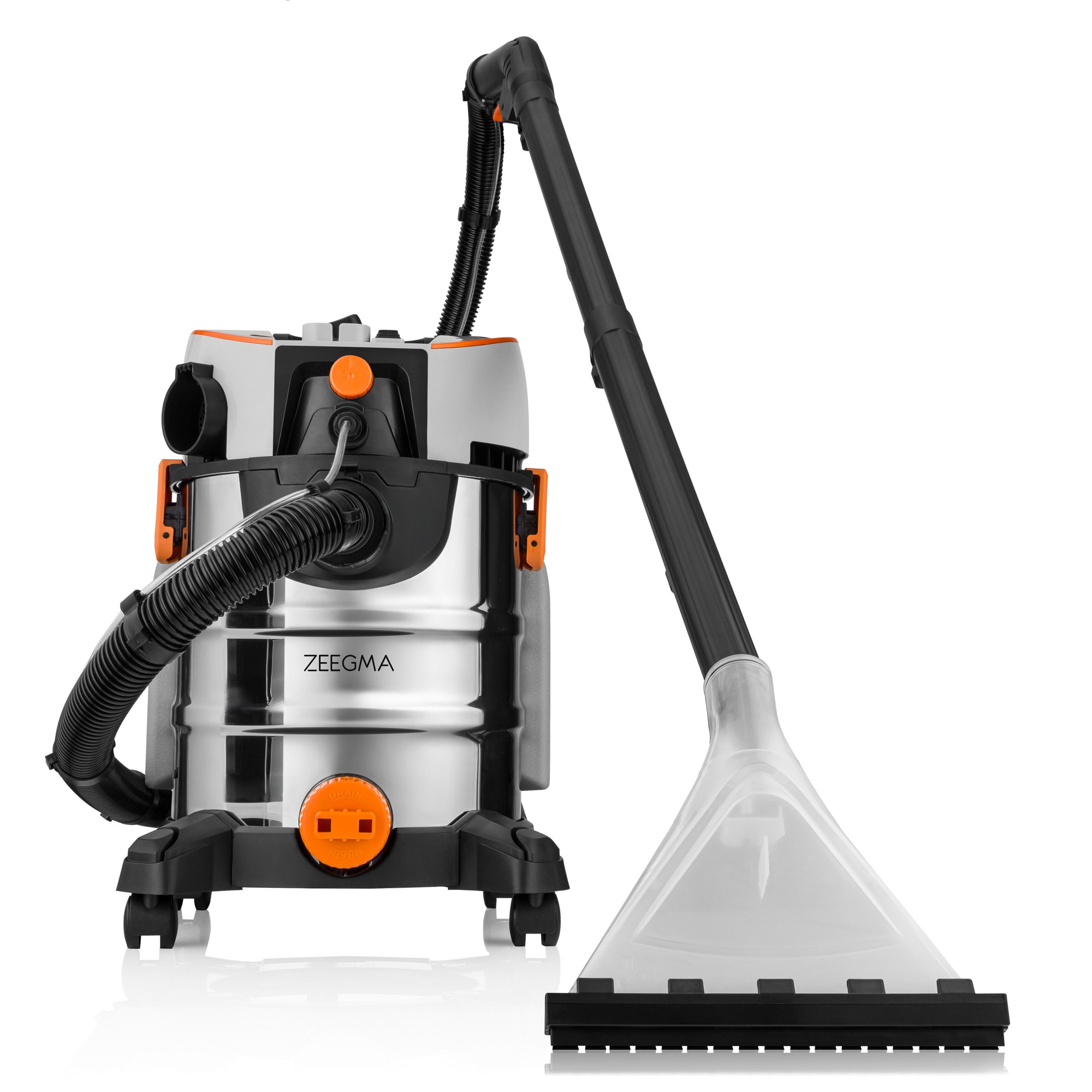 Aspirator de spalat umed uscat de palat tapiterii mochete si covoare Zeegma Zonder Aqua, 1400 W, 20L, uscat / umed, Gri