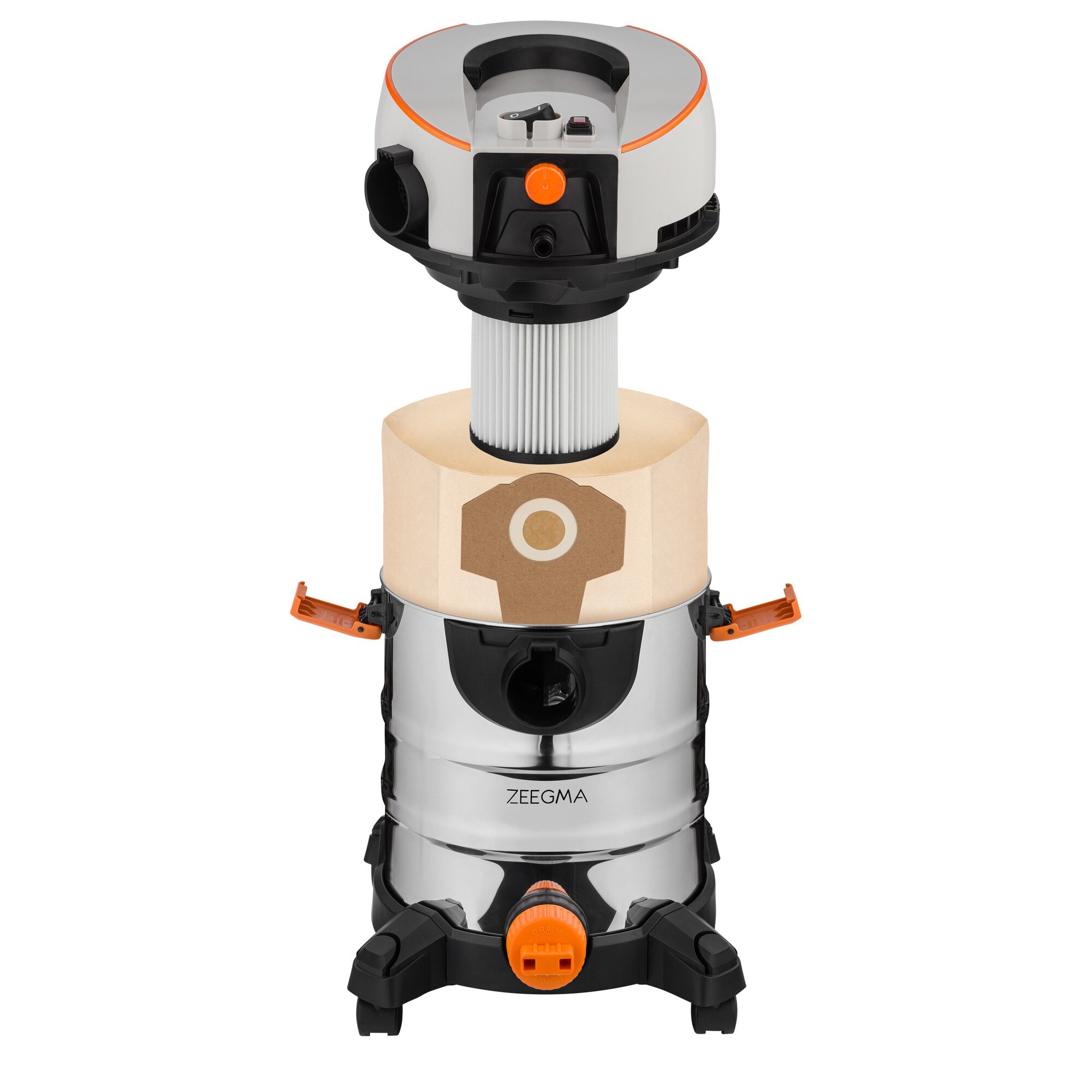 Aspirator de spalat umed uscat de palat tapiterii mochete si covoare Zeegma Zonder Aqua, 1400 W, 20L, uscat / umed, Gri