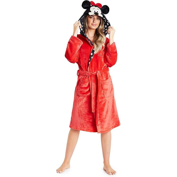 Női fürdőköpeny, piros Minnie egér, S