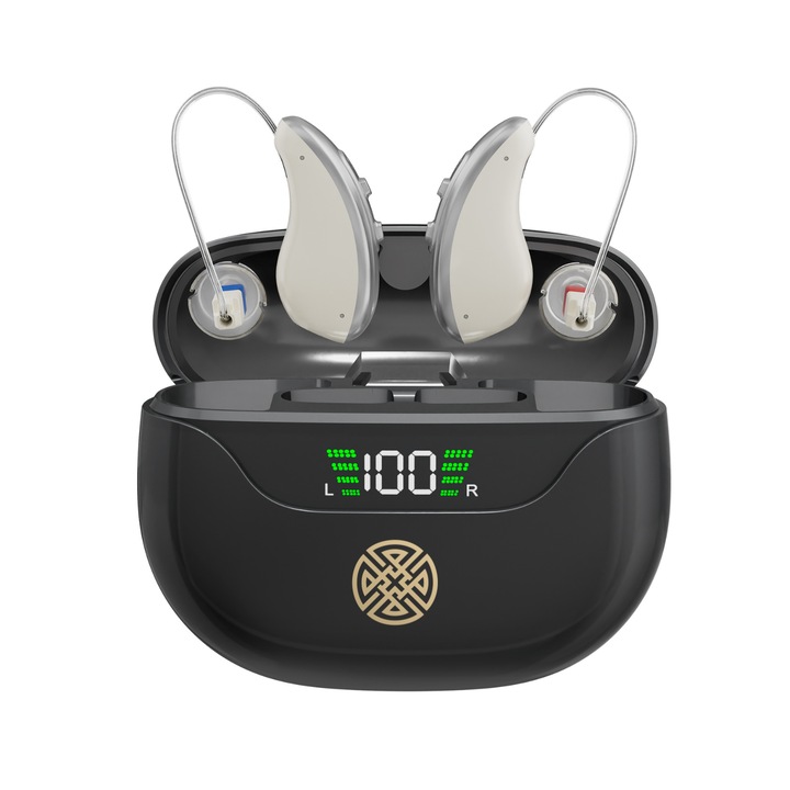 Слухов апарат POKKO PRO™, дигитален, презареждаем чрез USB, усилване 130 dB, намаляване на шума, за възрастни и възрастни хора, CE сертификат