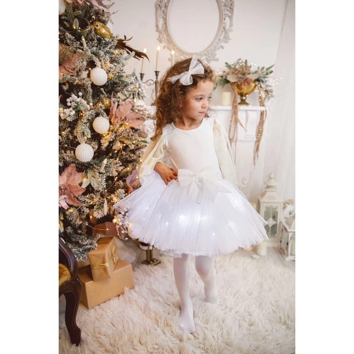 Fustita Alba, cu Luminite, cu Fundita superba, Alb