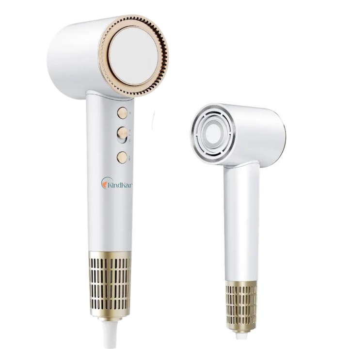 Високоскоростен електрически сешоар, KindKare, мотор със 110 000 об/мин, 4 температурни режима, ефект на Коанда, отрицателна йонизация