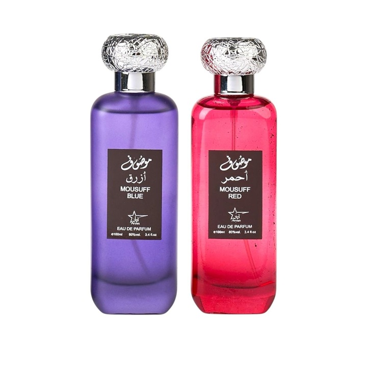 Set, Apa de Parfum, Mousuff Blue/ Mousuff Red, Barbati/Femei, 2x100 Ml
