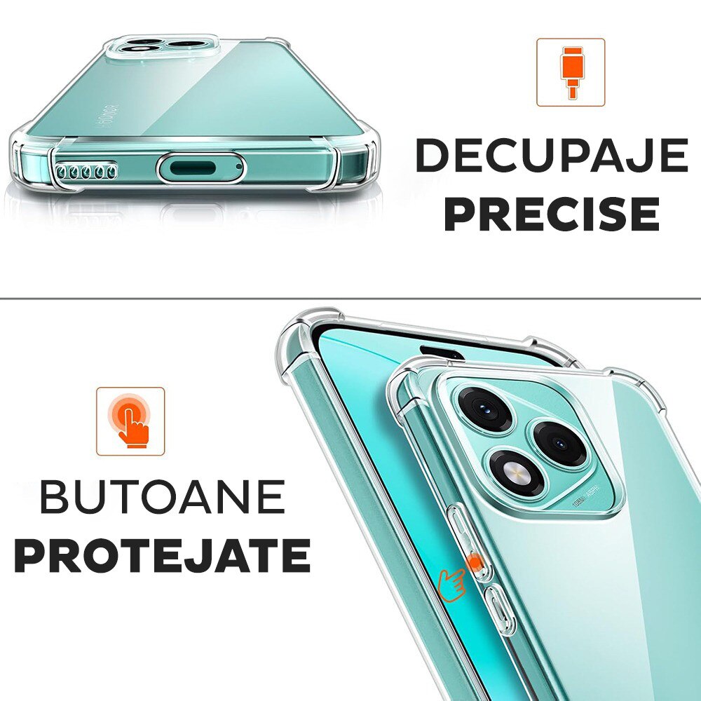 Husa pentru Honor X8d DaDen Antishock, Ultra Protection, Protectie colturi, Anti soc, Rezistenta la impact, Transparenta