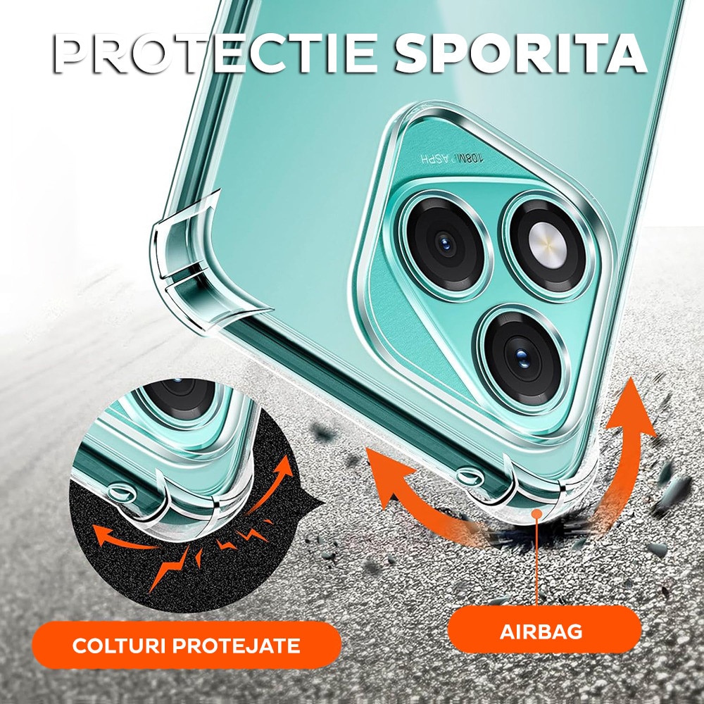 Husa pentru Honor X8d DaDen Antishock, Ultra Protection, Protectie colturi, Anti soc, Rezistenta la impact, Transparenta