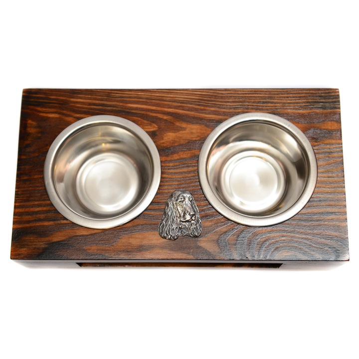 Fa állvány két kutyatálhoz, rozsdamentes acél tálakkal, 60x30x10cm, Art-Dog