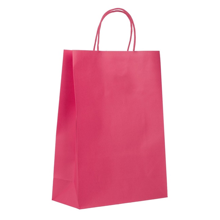 Sacosa kraft fucsia pentru cadou 26x11x35cm