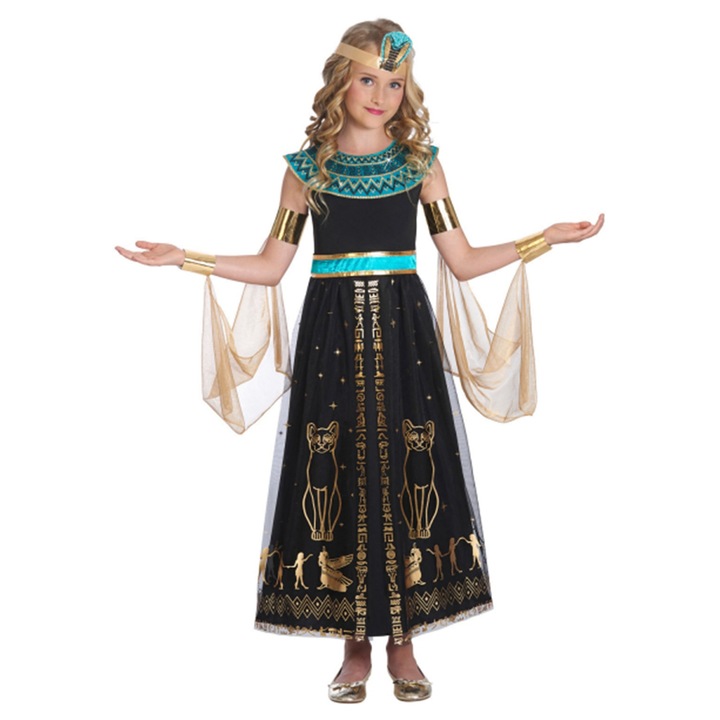 Costum regina egipteana Cleopatra KidMania® pentru fete, 4-6 ani, 110 cm