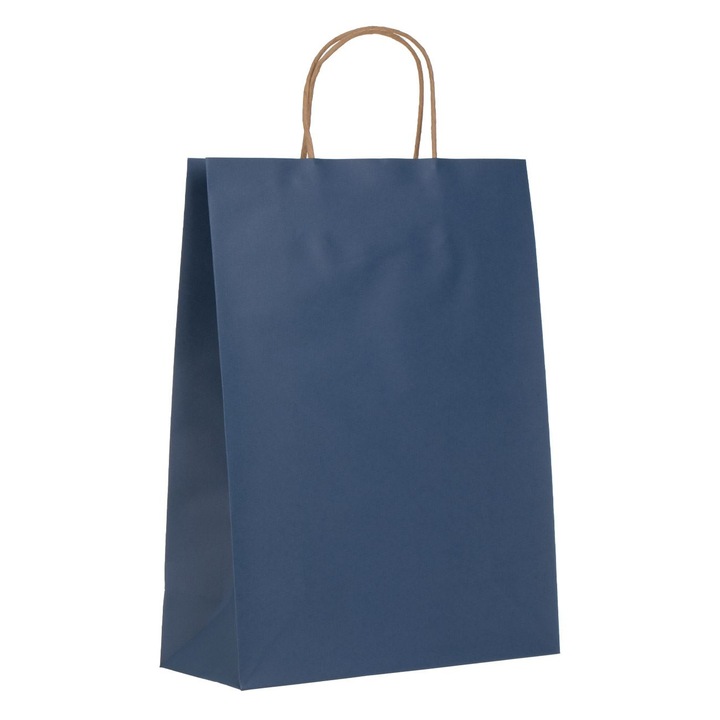Punga pentru cadou de hartie kraft bleu 26x11x35cm