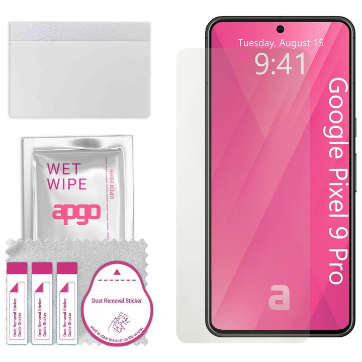 Folie de protectie MAT MATTE apgo pentru Google Pixel 9 Pro – autoadeziva, afisare completa, hidrogel, anti-zgarieturi, full glue, 5D