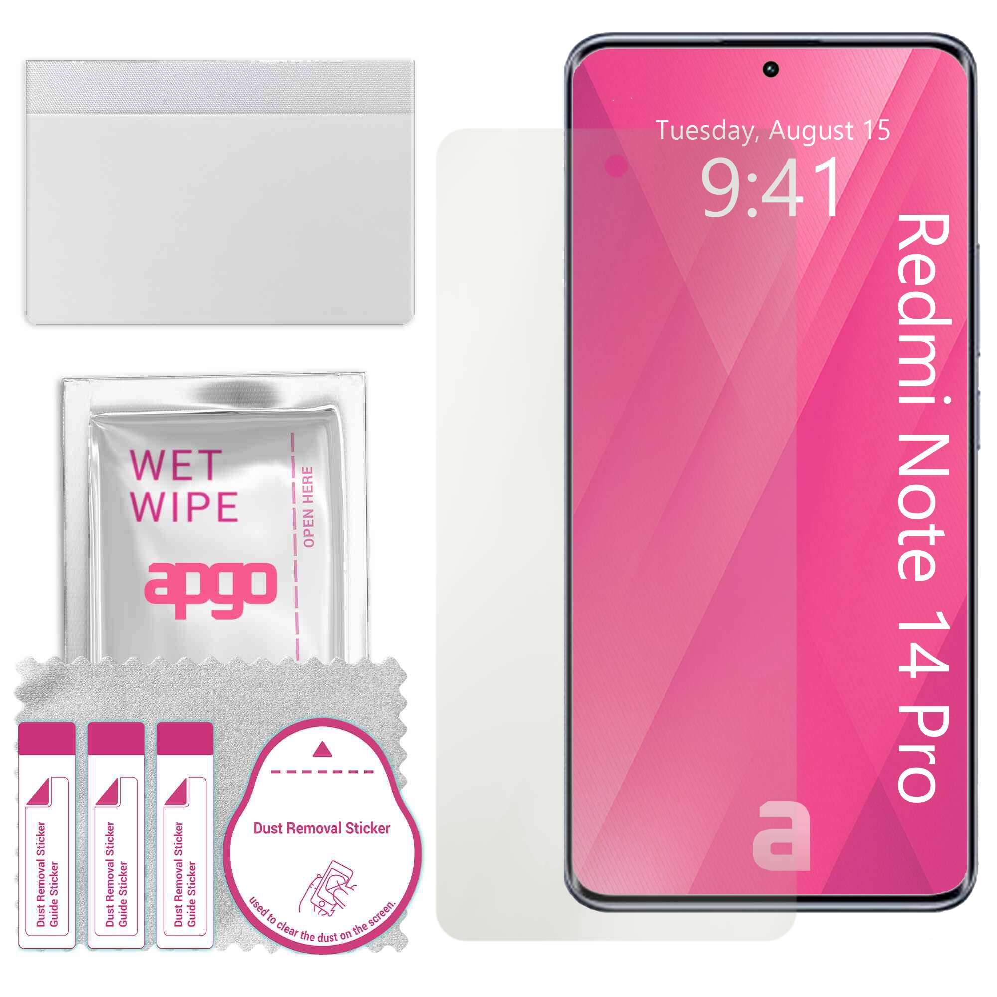 Folie de protectie MAT MATTE apgo pentru Xiaomi Redmi Note 14 Pro – autoadeziva, afisare completa, hidrogel, anti-zgarieturi, full glue, 5D