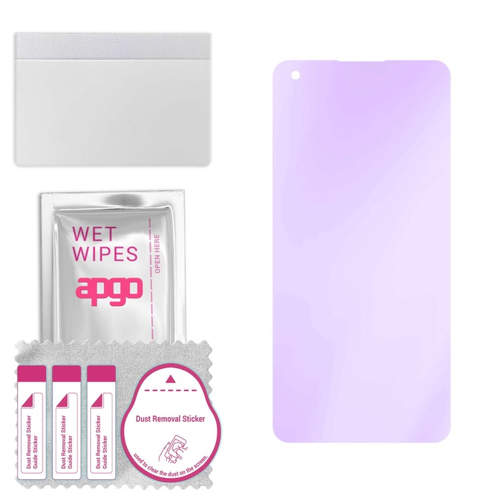 apgo ANTI-BLUE защитно стъкло за Infinix Note 7 – хибридно стъкло, протектор за екран, гланцово, професионално гъвкаво хибридно стъкло, 9H, пълно лепене