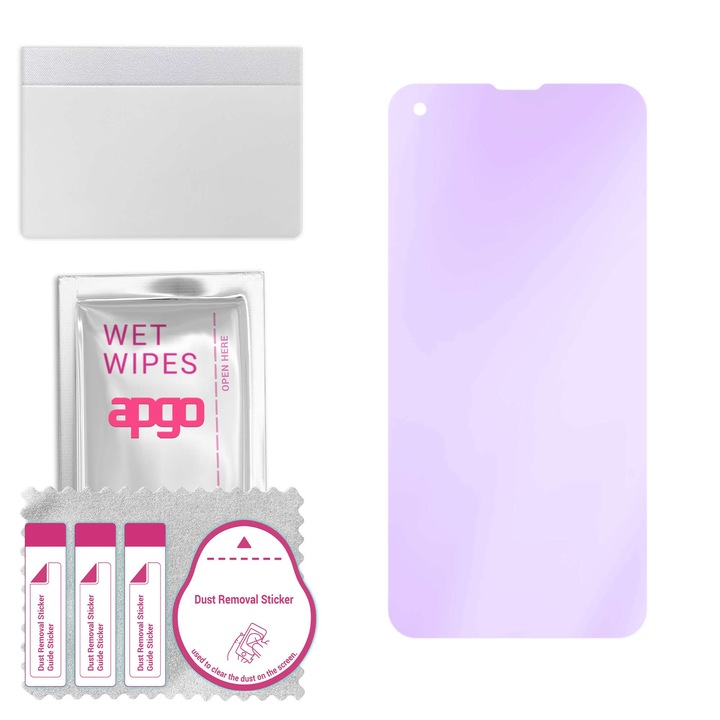 apgo ANTI-BLUE защитно стъкло за BLU G51S – хибридно стъкло, протектор за екран, гланцово, професионално гъвкаво хибридно стъкло, 9H, пълно лепене