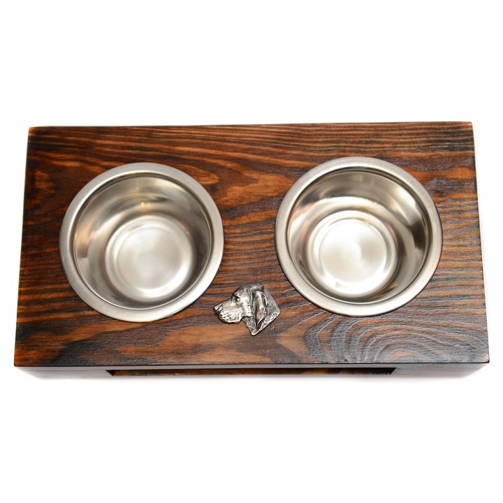 Fa állvány 2 tálkával kutyáknak, Art-Dog, 60x30x10cm, rozsdamentes acél tálkák