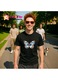 Tricou Barbat Fluture bej si albastru pastelat in stil ilustrativ, Barbat, 100% bumbac, Cri-Flo, Culoare Negru, Marime M