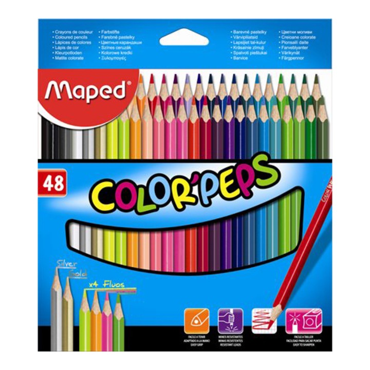 MAPED Színes ceruza készlet, háromszögletű, Color`Peps, 48 különböző szín