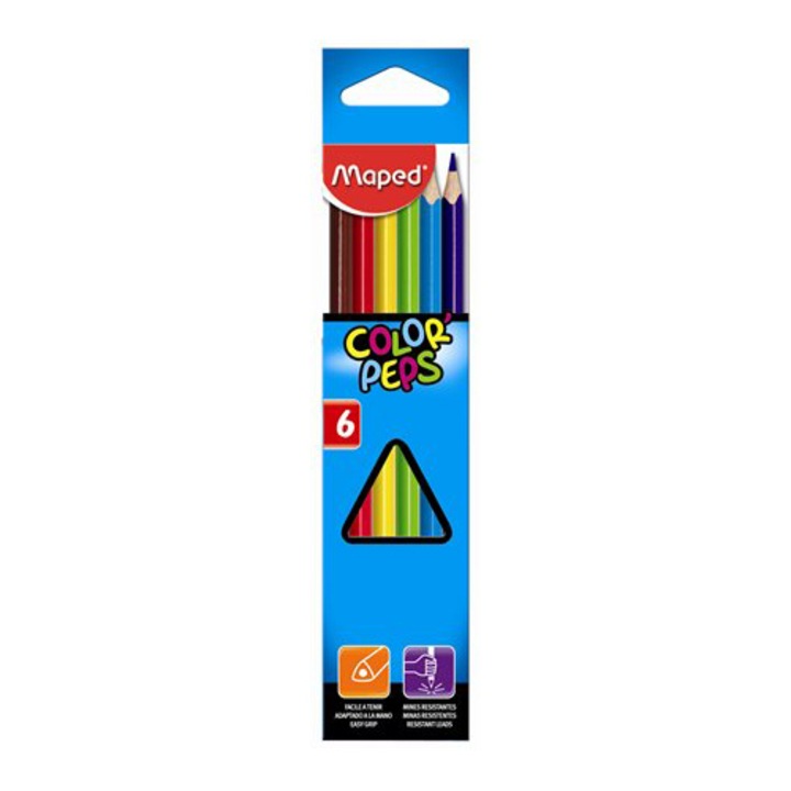 MAPED Színes ceruza készlet, háromszögletű, Color`Peps, 6 különböző szín