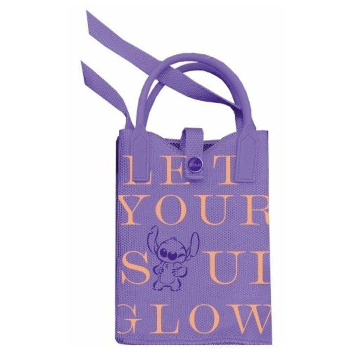 Geanta de umar copii, Patio, model Disney Stitch, mov/galben