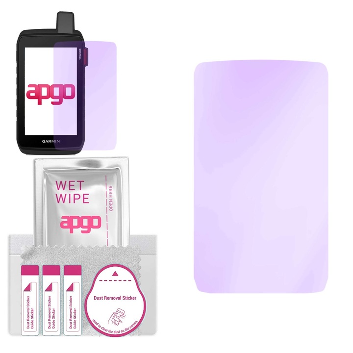 Защитно стъклен протектор Apgo ANTI-BLUE, за Garmin Montana 760i, хибридно стъкло, протектор за екран, гланцов, гъвкав, 9H, пълно лепене