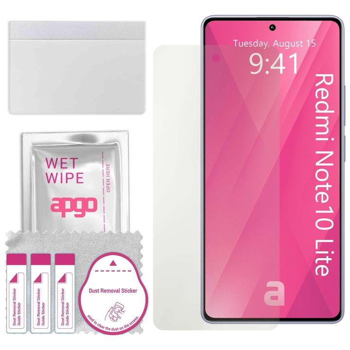 Folie de protectie MAT MATTE apgo pentru Xiaomi Redmi Note 10 Lite – autoadeziva, afisare completa, hidrogel, anti-zgarieturi, full glue, 5D
