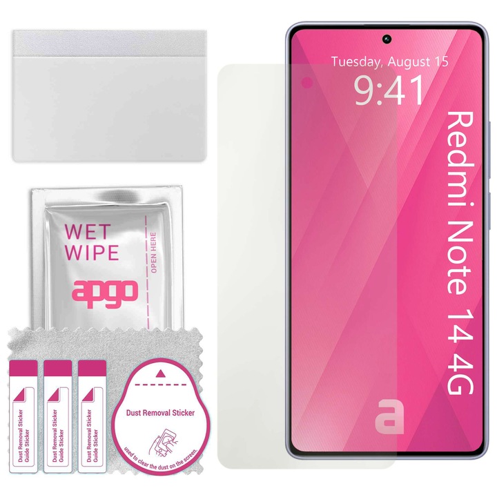 MATT apgo védőfólia Xiaomi Redmi Note 14 4G (Global) készülékhez - öntapadós, teljes kijelzős, hidrogel, karcálló, teljes ragasztós, 5D