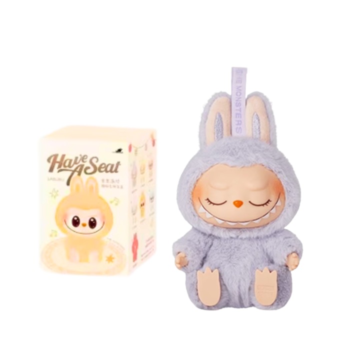 Плюшена играчка Labubu Monsters, DrKala, седнало положение, лилави, 15 см