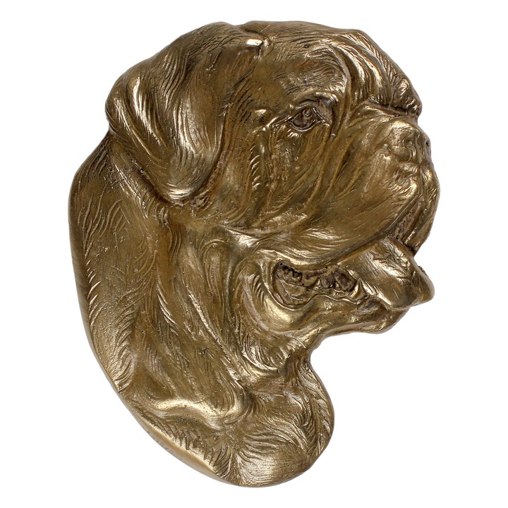 Bronz kutyafejes dísztábla, Art-Dog, időjárásálló, 30x45cm