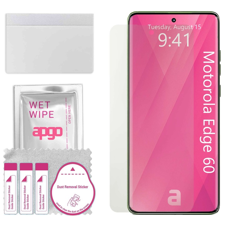 Folie de protectie MAT MATTE apgo pentru Motorola Edge 60 – autoadeziva, afisare completa, hidrogel, anti-zgarieturi, full glue, 5D