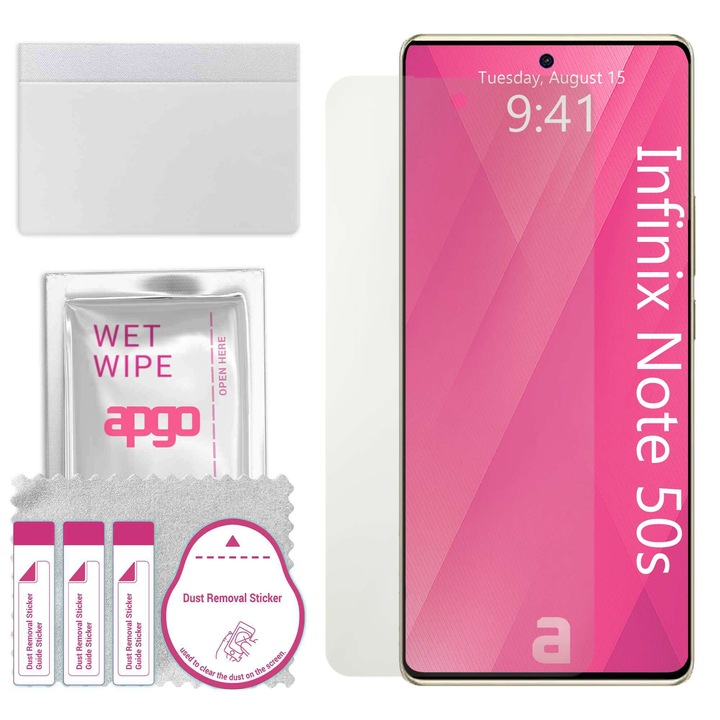 МАТОВ apgo защитен филм за Infinix Note 50s – самозалепващ се, цял дисплей, хидрогел, устойчив на надраскване, пълно лепене, 5D