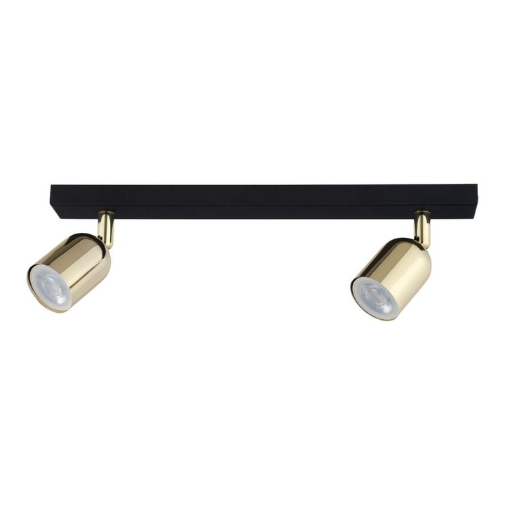 Plafoniera cu 2 spoturi TK Lighting, model negru/auriu, 5617