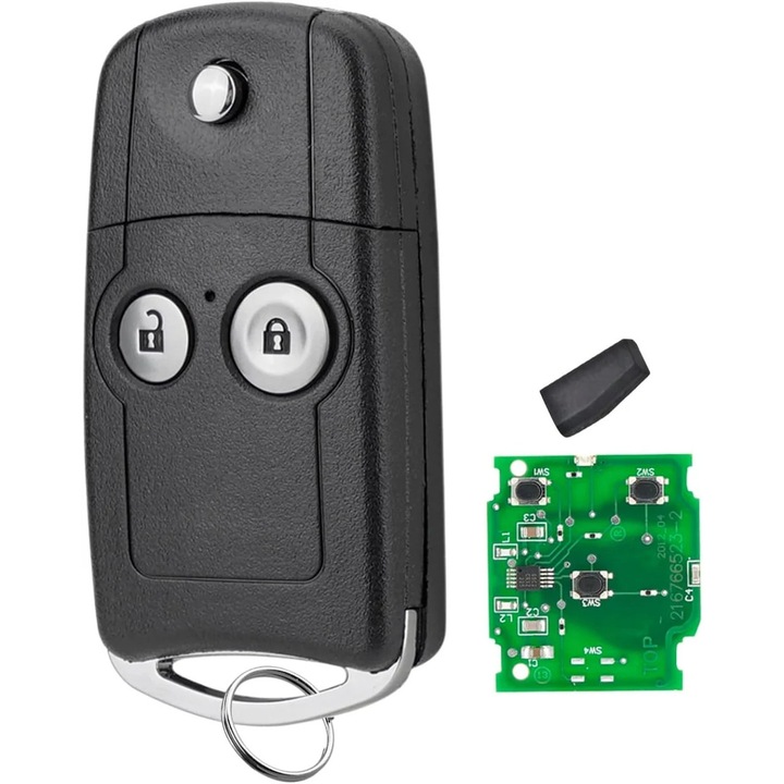 Techstar Teljesen Programozható Autókulcs 2 gombbal, 433MHz, Kompatibilis a Honda Civic 2011–2014, CR-V, Jazz 2012–2015 modellekkel – ID46 chip, Hon66 penge, FCCID: HLIK-1T