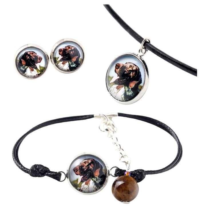 Set bijuterii personalizate cu fotografii, Art-Dog, argintiu, cercei, bratara, 50x16-18,5cm, sticla