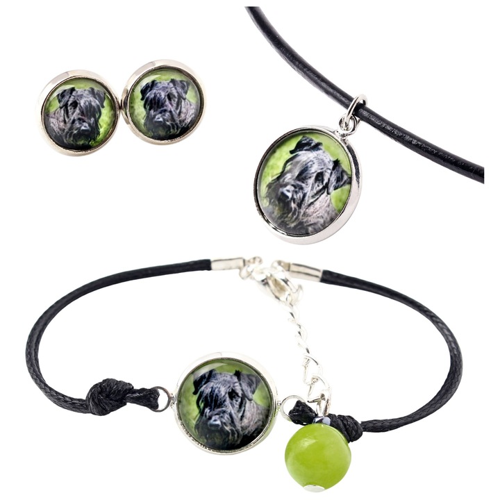 Set bijuterii personalizate cu fotografii, Art-Dog, argintie, 50cm, 16-18,5cm, sticla